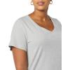 image:imageAmazon Essentials Womens Plus Size ShortSleeve VNeck TShirtWhiteLight Grey Heather