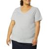 image:imageAmazon Essentials Womens Plus Size ShortSleeve VNeck TShirtWhiteLight Grey Heather