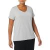 image:imageAmazon Essentials Womens Plus Size ShortSleeve VNeck TShirtWhiteLight Grey Heather