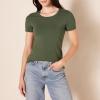 image:imageAmazon Essentials Womens RegularFit ShortSleeve TShirt Crewneck and VNeck Options MultipacksBlackOlive