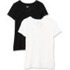 image:imageAmazon Essentials Womens RegularFit ShortSleeve TShirt Crewneck and VNeck Options MultipacksBlackWhite