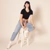 image:imageAmazon Essentials Womens RegularFit ShortSleeve TShirt Crewneck and VNeck Options MultipacksBlackWhite Stripe