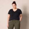 image:imageAmazon Essentials Womens RegularFit ShortSleeve TShirt Crewneck and VNeck Options MultipacksBlackWhite Stripe