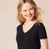 image:imageAmazon Essentials Womens RegularFit ShortSleeve TShirt Crewneck and VNeck Options MultipacksBlackWhite Stripe