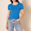 image:imageAmazon Essentials Womens RegularFit ShortSleeve TShirt Crewneck and VNeck Options MultipacksBlueCoral Orange