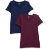 image:imageAmazon Essentials Womens RegularFit ShortSleeve TShirt Crewneck and VNeck Options MultipacksBurgundyNavy