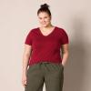 image:imageAmazon Essentials Womens RegularFit ShortSleeve TShirt Crewneck and VNeck Options MultipacksBurgundyPink