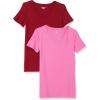 image:imageAmazon Essentials Womens RegularFit ShortSleeve TShirt Crewneck and VNeck Options MultipacksBurgundyPink