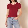 image:imageAmazon Essentials Womens RegularFit ShortSleeve TShirt Crewneck and VNeck Options MultipacksBurgundyPink