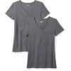 image:imageAmazon Essentials Womens RegularFit ShortSleeve TShirt Crewneck and VNeck Options MultipacksCharcoal Heather