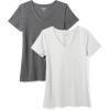 image:imageAmazon Essentials Womens RegularFit ShortSleeve TShirt Crewneck and VNeck Options MultipacksCharcoal HeatherLight Grey Heather
