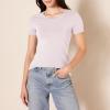 image:imageAmazon Essentials Womens RegularFit ShortSleeve TShirt Crewneck and VNeck Options MultipacksCharcoal HeatherLight Purple