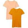 image:imageAmazon Essentials Womens RegularFit ShortSleeve TShirt Crewneck and VNeck Options MultipacksCoral OrangeGolden Yellow