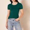 image:imageAmazon Essentials Womens RegularFit ShortSleeve TShirt Crewneck and VNeck Options MultipacksDark GreenLilac Animal Print