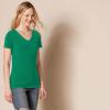image:imageAmazon Essentials Womens RegularFit ShortSleeve TShirt Crewneck and VNeck Options MultipacksGreenWhite Stripe