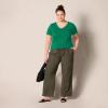 image:imageAmazon Essentials Womens RegularFit ShortSleeve TShirt Crewneck and VNeck Options MultipacksGreenWhite Stripe