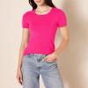 image:imageAmazon Essentials Womens RegularFit ShortSleeve TShirt Crewneck and VNeck Options MultipacksHot PinkWhite