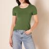 image:imageAmazon Essentials Womens RegularFit ShortSleeve TShirt Crewneck and VNeck Options MultipacksMilitary GreenMint Green