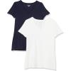 image:imageAmazon Essentials Womens RegularFit ShortSleeve TShirt Crewneck and VNeck Options MultipacksNavyWhite