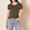 image:imageAmazon Essentials Womens RegularFit ShortSleeve TShirt Crewneck and VNeck Options MultipacksOatmeal HeatherOlive