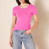image:imageAmazon Essentials Womens RegularFit ShortSleeve TShirt Crewneck and VNeck Options MultipacksPinkWhite Hearts