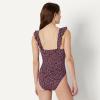 image:imageAmazon Essentials Womens Ruffle VNeck OnePiece SwimsuitBrick Red Lilac Leopard