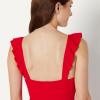 image:imageAmazon Essentials Womens Ruffle VNeck OnePiece SwimsuitBright Poppy Red