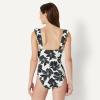 image:imageAmazon Essentials Womens Ruffle VNeck OnePiece SwimsuitCream Black Floral