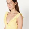 image:imageAmazon Essentials Womens Ruffle VNeck OnePiece SwimsuitLight Yellow
