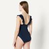 image:imageAmazon Essentials Womens Ruffle VNeck OnePiece SwimsuitNavy