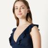 image:imageAmazon Essentials Womens Ruffle VNeck OnePiece SwimsuitNavy