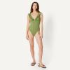 image:imageAmazon Essentials Womens Ruffle VNeck OnePiece SwimsuitOlive