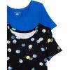image:imageAmazon Essentials Womens ShortSleeve Scoopneck Tunic Tops Pack of 2Black FloralBright Blue