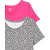 image:imageAmazon Essentials Womens ShortSleeve Scoopneck Tunic Tops Pack of 2Black TulipsBright Pink