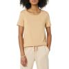 image:imageAmazon Essentials Womens ShortSleeve Scoopneck Tunic Tops Pack of 2Charcoal HeatherLight Camel