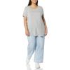 image:imageAmazon Essentials Womens ShortSleeve Scoopneck Tunic Tops Pack of 2Light Grey HeatherTomato Red