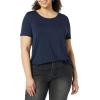 image:imageAmazon Essentials Womens ShortSleeve Scoopneck Tunic Tops Pack of 2NavyLime Green