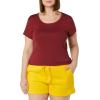 image:imageAmazon Essentials Womens SlimFit CapSleeve Scoop Neck TShirtBurgundyCharcoal Heather