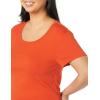image:imageAmazon Essentials Womens SlimFit CapSleeve Scoop Neck TShirtCharcoal HeatherTomato Red