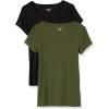 image:imageAmazon Essentials Womens SlimFit CapSleeve Scoop Neck TShirtDark OliveBlack