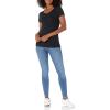 image:imageAmazon Essentials Womens SlimFit CapSleeve Scoop Neck TShirtDark OliveBlack