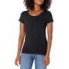 image:imageAmazon Essentials Womens SlimFit CapSleeve Scoop Neck TShirtDark OliveBlack