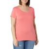 image:imageAmazon Essentials Womens SlimFit CapSleeve Scoop Neck TShirtWhiteDark Pink