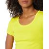 image:imageAmazon Essentials Womens SlimFit CapSleeve Scoop Neck TShirtWhiteLemon Yellow