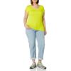 image:imageAmazon Essentials Womens SlimFit CapSleeve Scoop Neck TShirtWhiteLemon Yellow