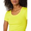 image:imageAmazon Essentials Womens SlimFit CapSleeve Scoop Neck TShirtWhiteLemon Yellow