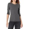 image:imageAmazon Essentials Womens SlimFit Long Sleeve Rib Knit Crew Neck Top Pack of 2BlackCharcoal Heather