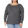 image:imageAmazon Essentials Womens SlimFit Long Sleeve Rib Knit Crew Neck Top Pack of 2BlackCharcoal Heather