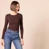 image:imageAmazon Essentials Womens SlimFit Long Sleeve Rib Knit Crew Neck Top Pack of 2Eggshell WhiteEspresso