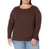 image:imageAmazon Essentials Womens SlimFit Long Sleeve Rib Knit Crew Neck Top Pack of 2Eggshell WhiteEspresso